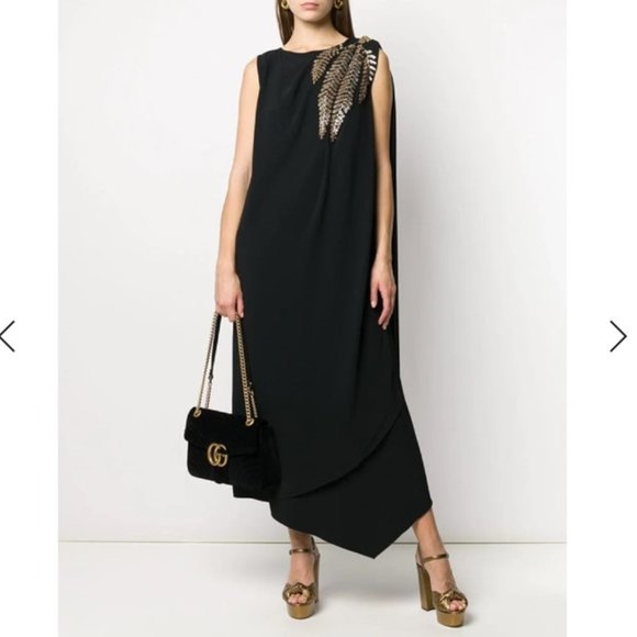 NWT. GUCCI  Equin-Leaf Aymmetric Evening Dress - Picture 1 of 8